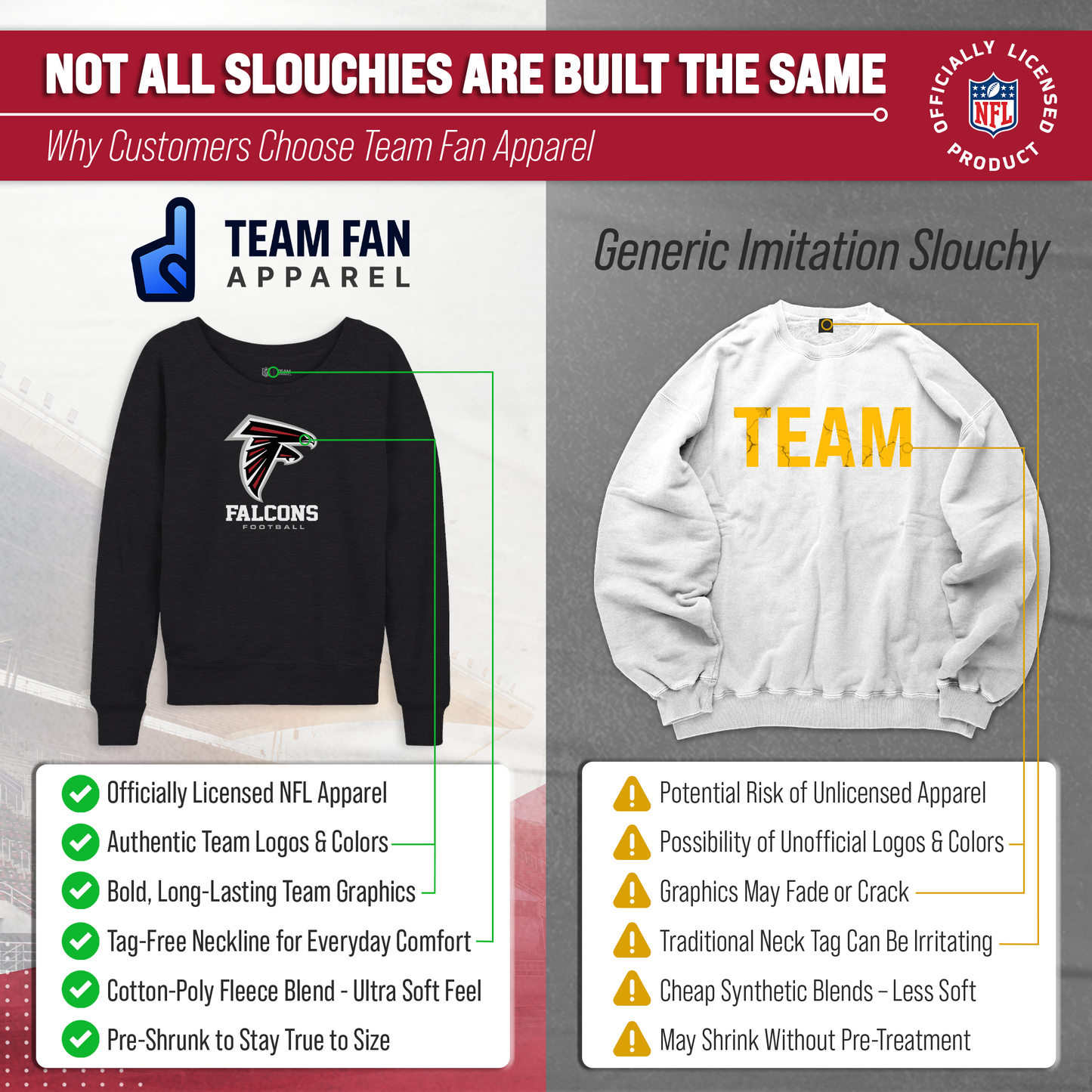 Atlanta Falcons NFL Womens Ultimate Fan French Terry Slouchy Top- Raglan Sleeves - Charcoal