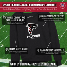 Atlanta Falcons NFL Womens Ultimate Fan French Terry Slouchy Top- Raglan Sleeves - Charcoal