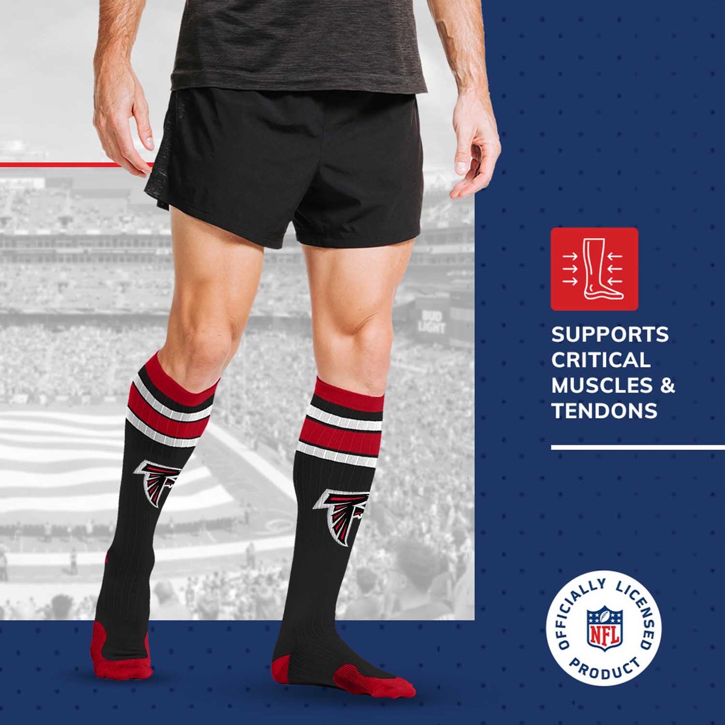 Atlanta Falcons NFL Adult Knee High-Performance Socks - Black
