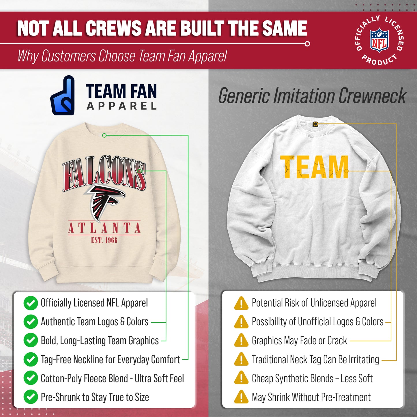 Atlanta Falcons Womens NFL Starstruck Crewneck Pullover - Cream