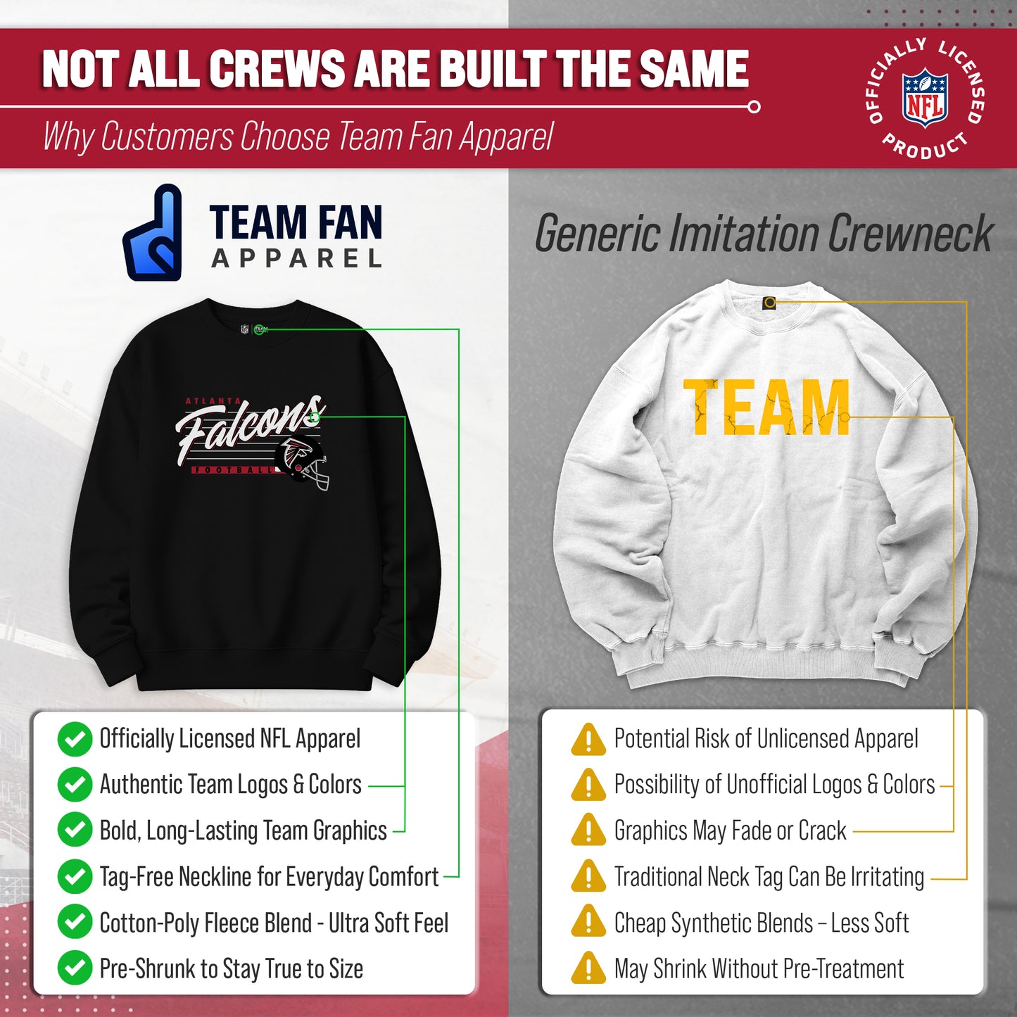 Atlanta Falcons Womens NFL Scrimmage Line Crewneck Pullover - Black