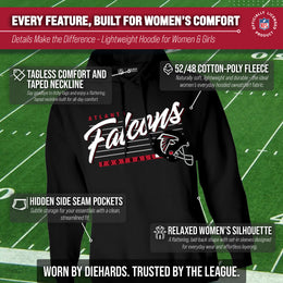 Atlanta Falcons Ladies NFL Scrimmage Line Fleece Pullover Hooded Sweatshirt - Black