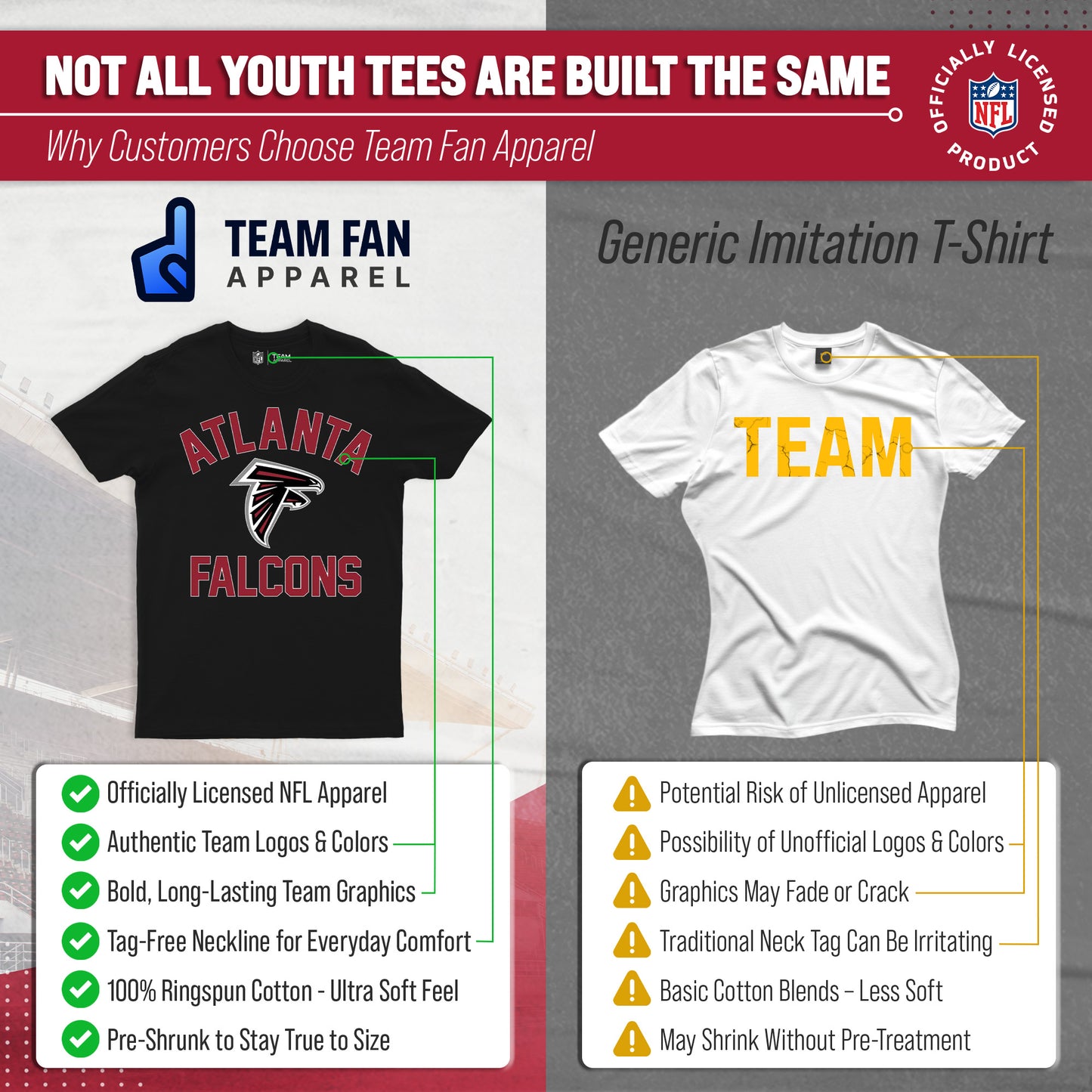 Atlanta Falcons NFL Youth Gameday Football T-Shirt - Black