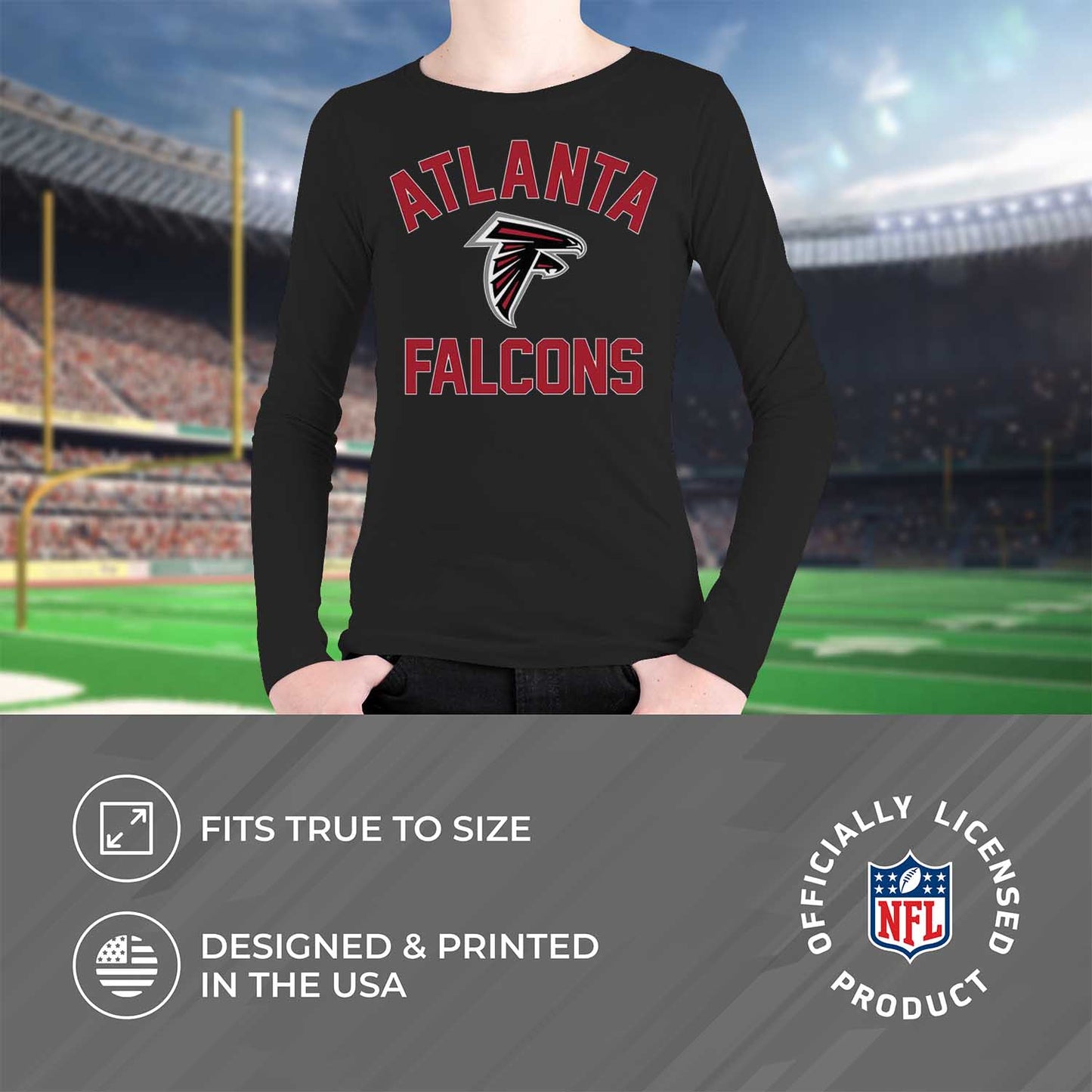 Atlanta Falcons NFL Gameday Youth Football Long Sleeve Shirt - Black