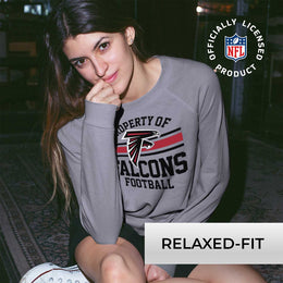 Atlanta Falcons NFL Womens Plus Size Property of Lightweight Crew Neck - Sport Gray