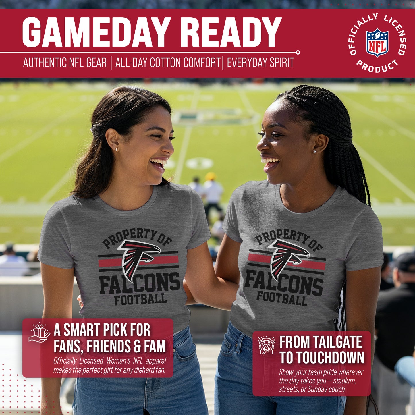 Atlanta Falcons NFL Womens Short Sleeve Property of Tshirt - Gray