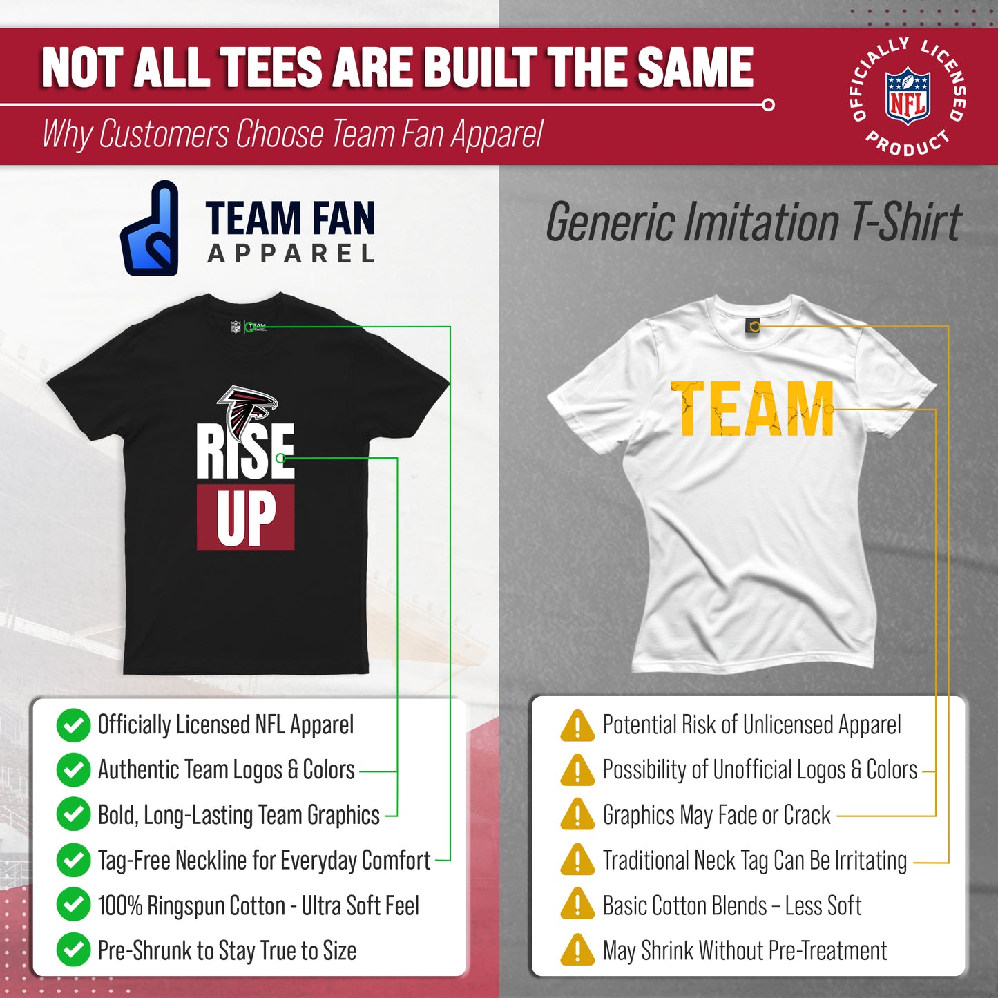 Atlanta Falcons NFL Adult Team Slogan Unisex T-Shirt - Black
