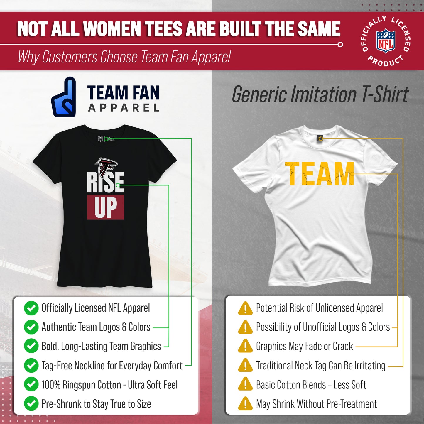 Atlanta Falcons NFL Womens Team Slogan Short Sleeve Tshirt - Black