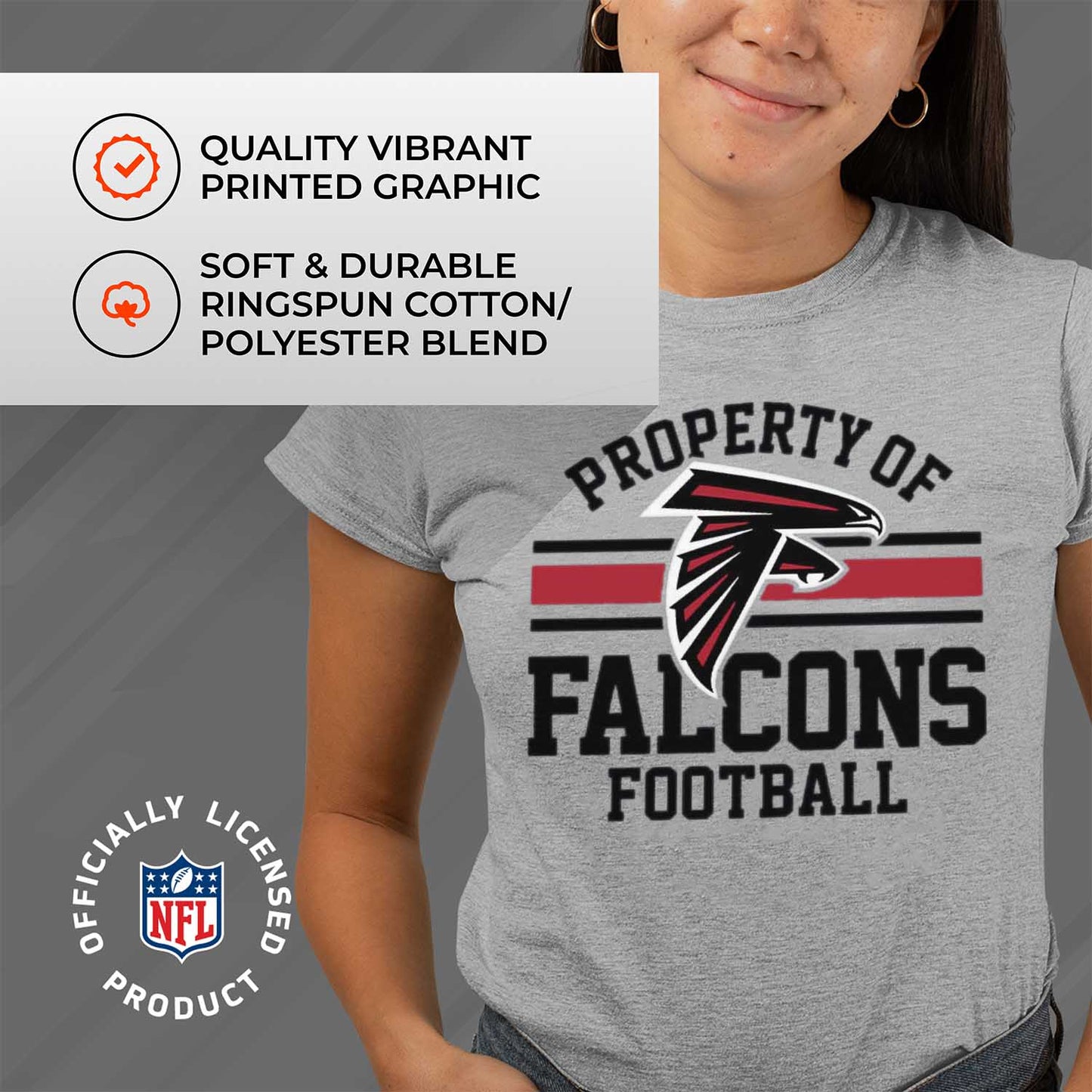 Atlanta Falcons NFL Women's Property Of Lightweight Plus Size T-Shirt - Sport Gray