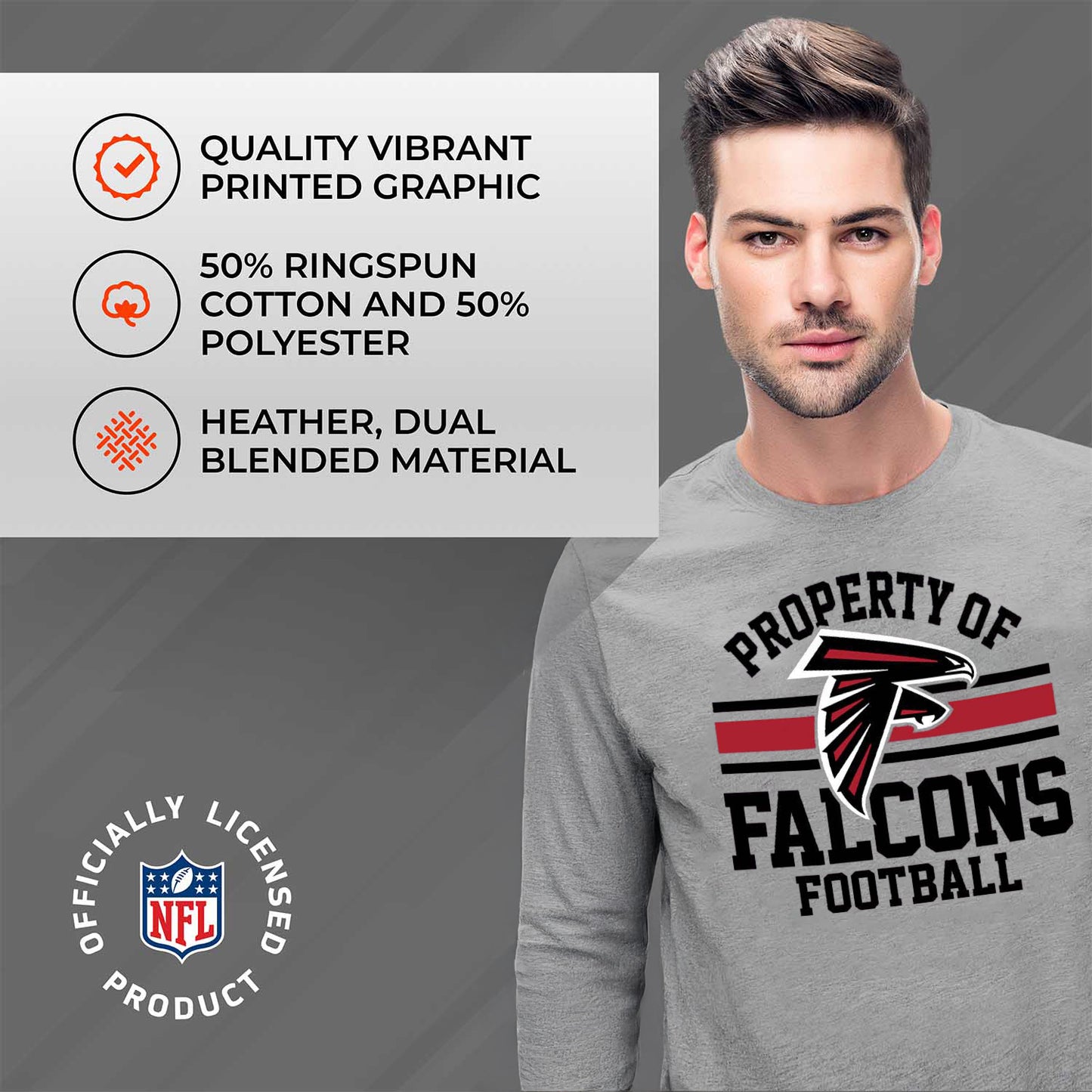 Atlanta Falcons NFL Adult Property Of Long SleeveT Shirt - Sport Gray