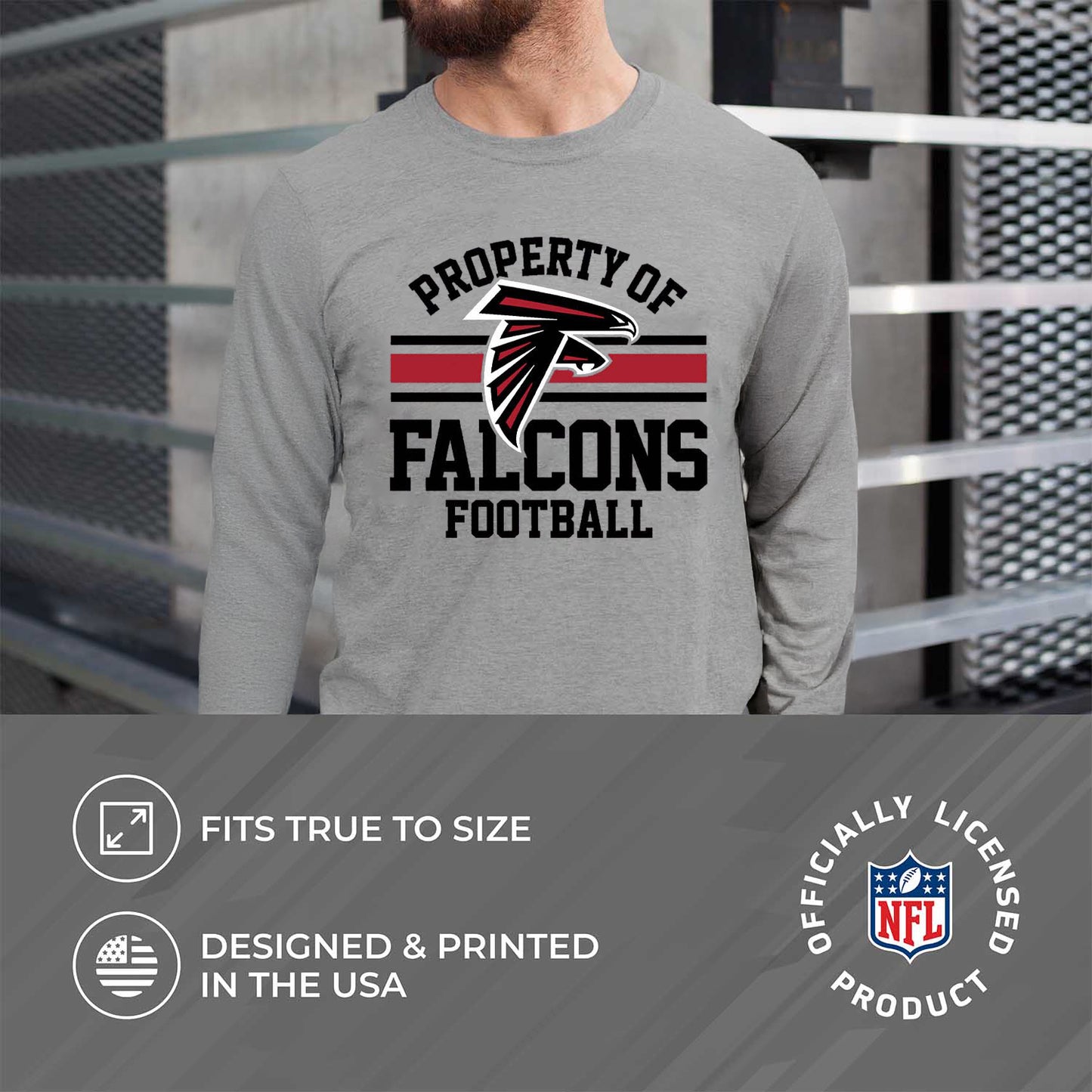 Atlanta Falcons NFL Adult Property Of Long SleeveT Shirt - Sport Gray