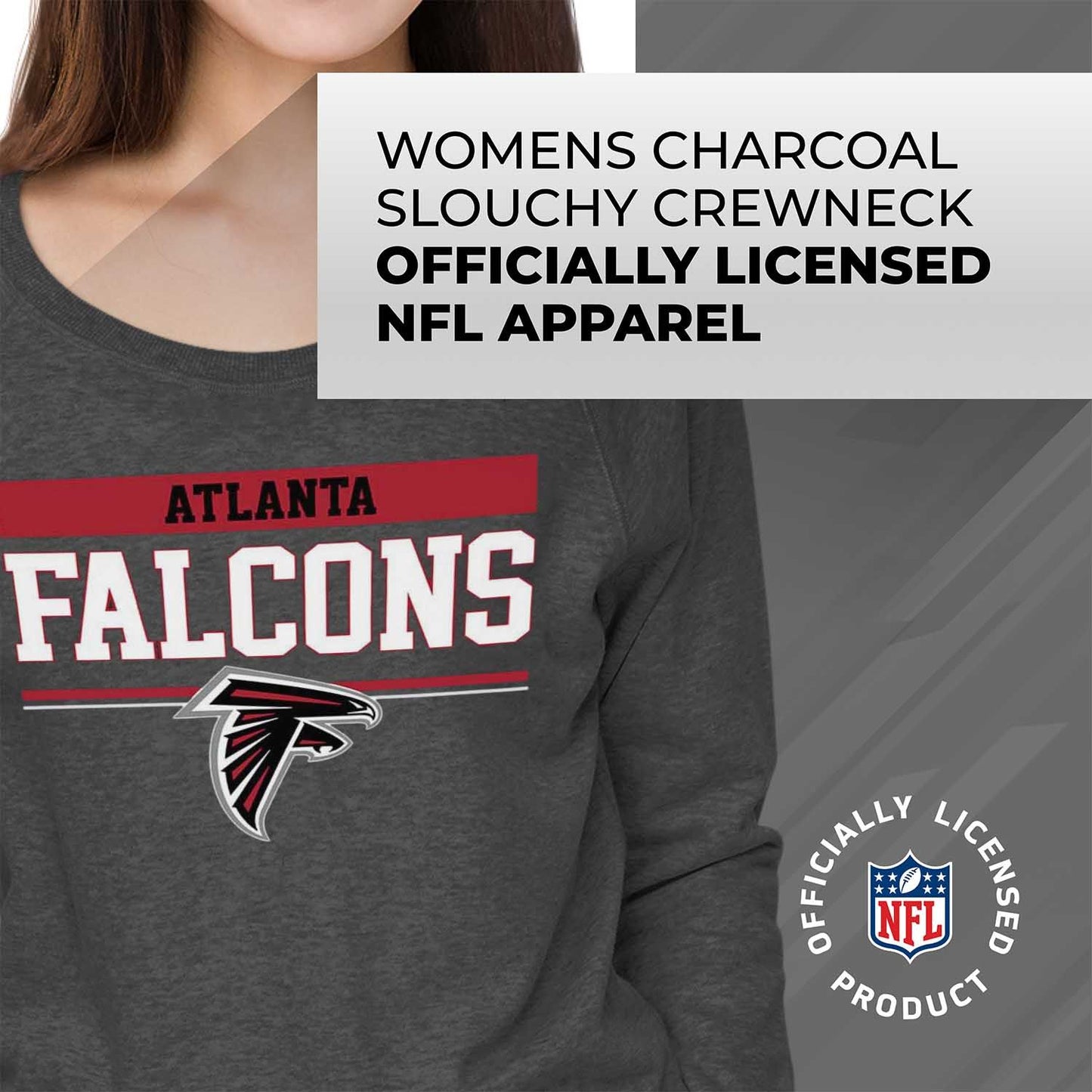 Atlanta Falcons NFL Womens Team Block French Terry Slouchy Top - Charcoal