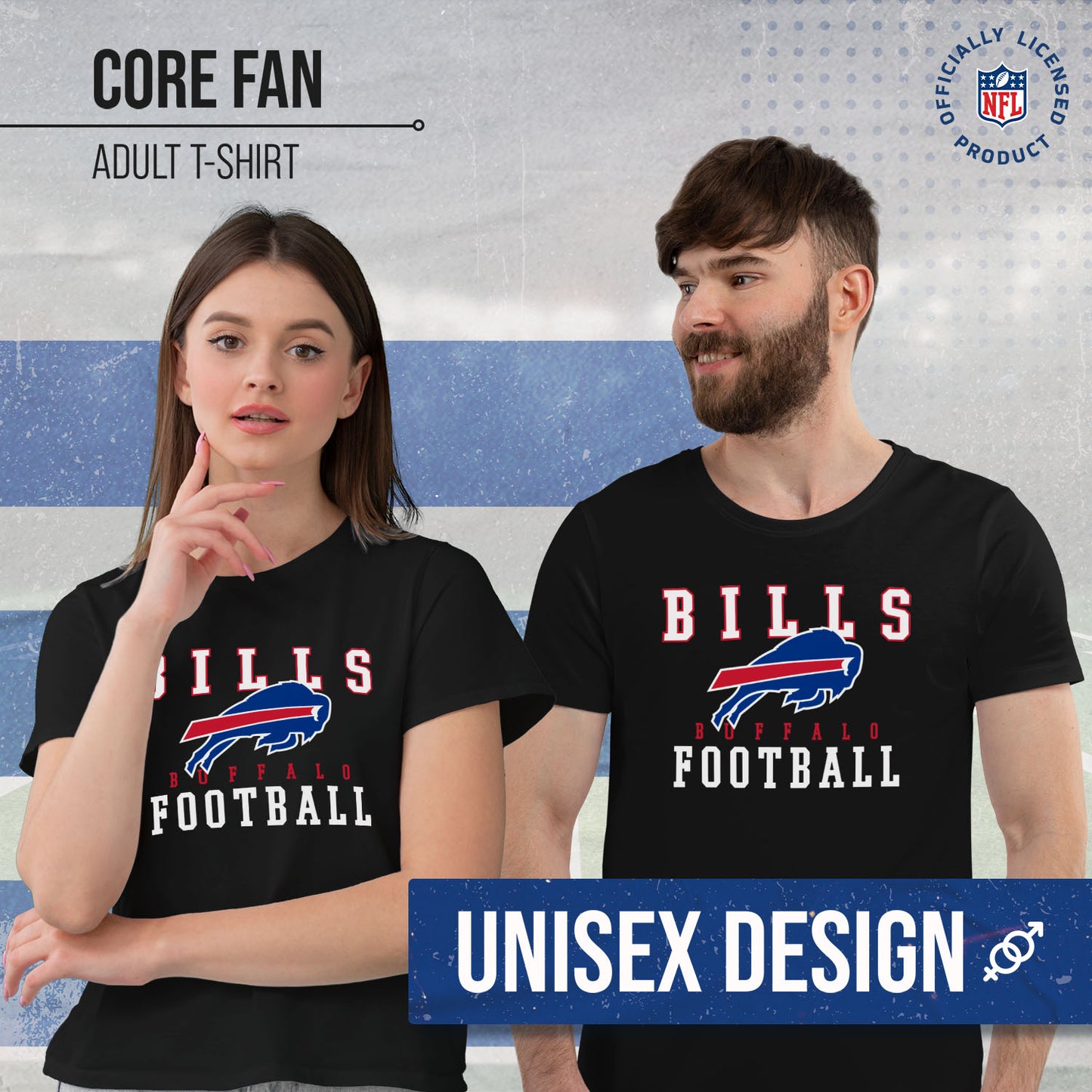 Buffalo Bills NFL Core Fan Adult Pro Football T-Shirt - Black