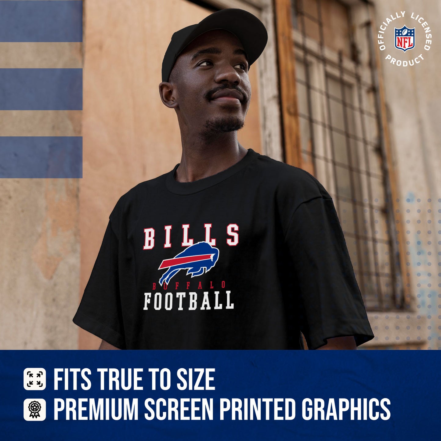 Buffalo Bills NFL Core Fan Adult Pro Football T-Shirt - Black