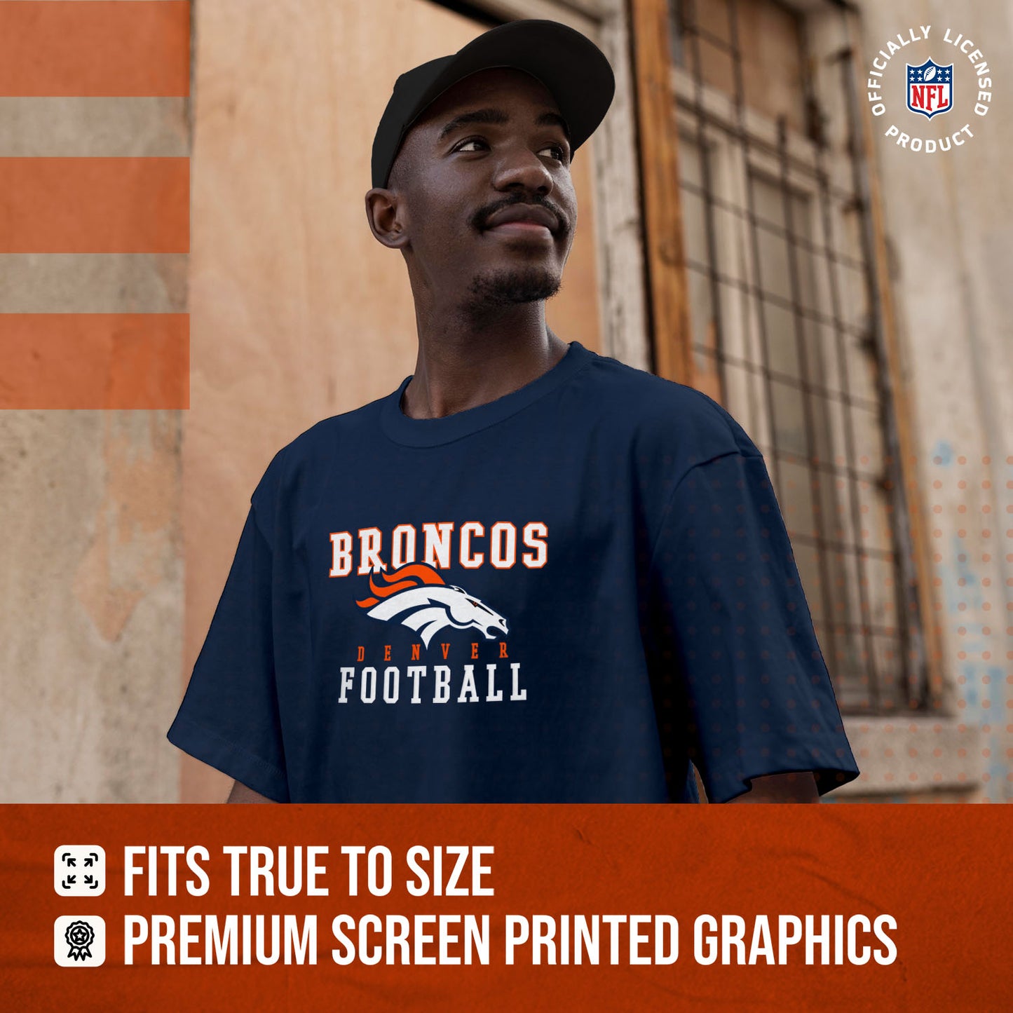Denver Broncos NFL Core Fan Adult Pro Football T-Shirt - Navy