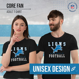Detroit Lions NFL Core Fan Adult Pro Football T-Shirt - Black