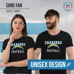 Los Angeles Chargers NFL Core Fan Adult Pro Football T-Shirt - Black