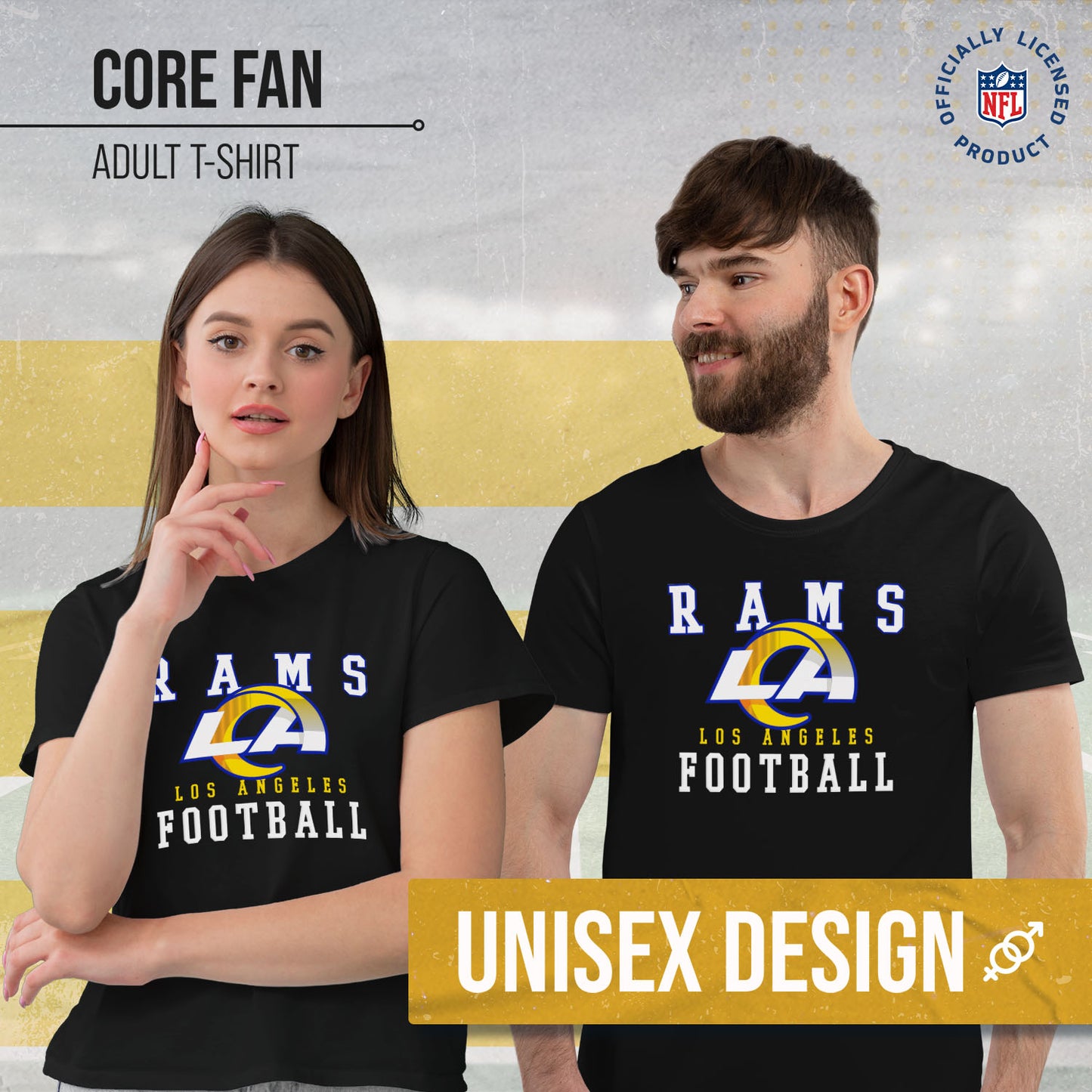 Los Angeles Rams NFL Core Fan Adult Pro Football T-Shirt - Black