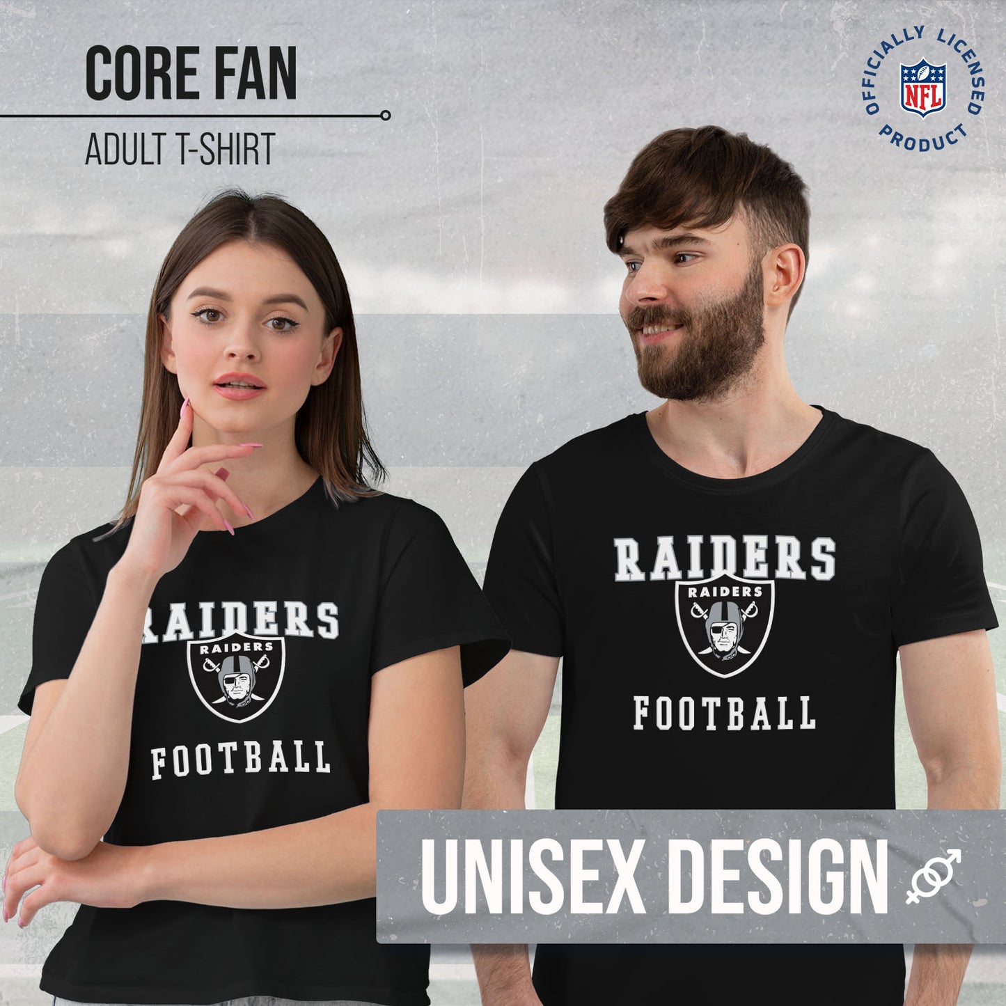 Las Vegas Raiders NFL Core Fan Adult Pro Football T-Shirt - Black