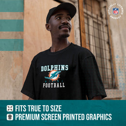 Miami Dolphins NFL Core Fan Adult Pro Football T-Shirt - Black