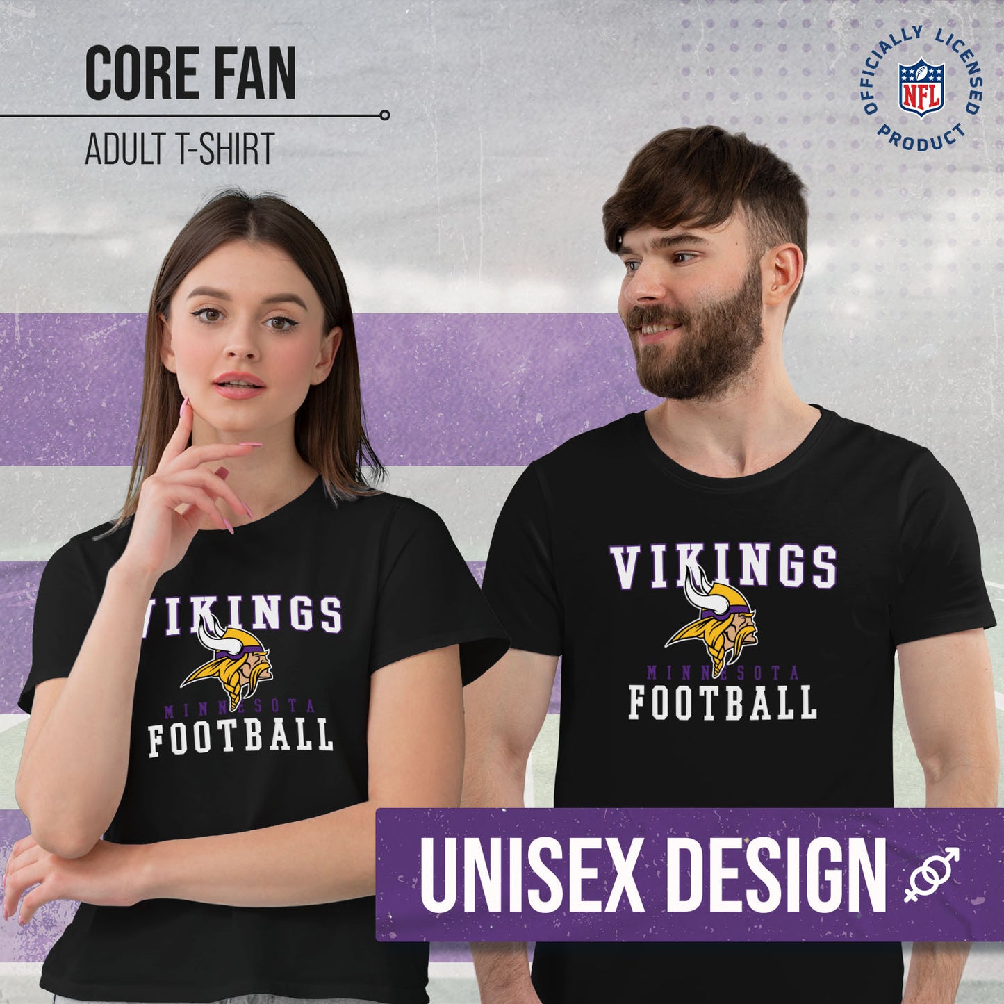 Minnesota Vikings NFL Core Fan Adult Pro Football T-Shirt - Black