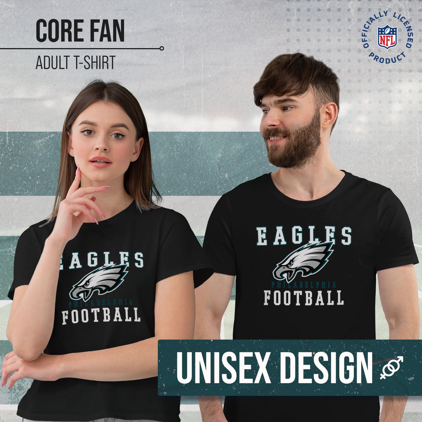 Philadelphia Eagles NFL Core Fan Adult Pro Football T-Shirt - Black