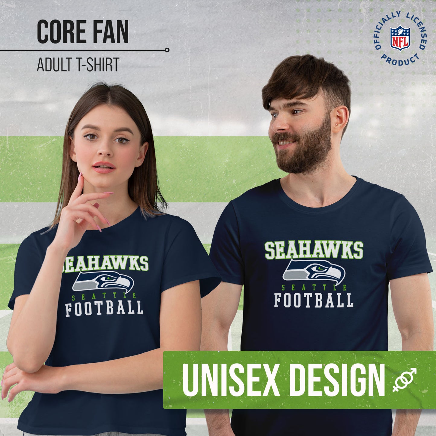 Seattle Seahawks NFL Core Fan Adult Pro Football T-Shirt - Navy
