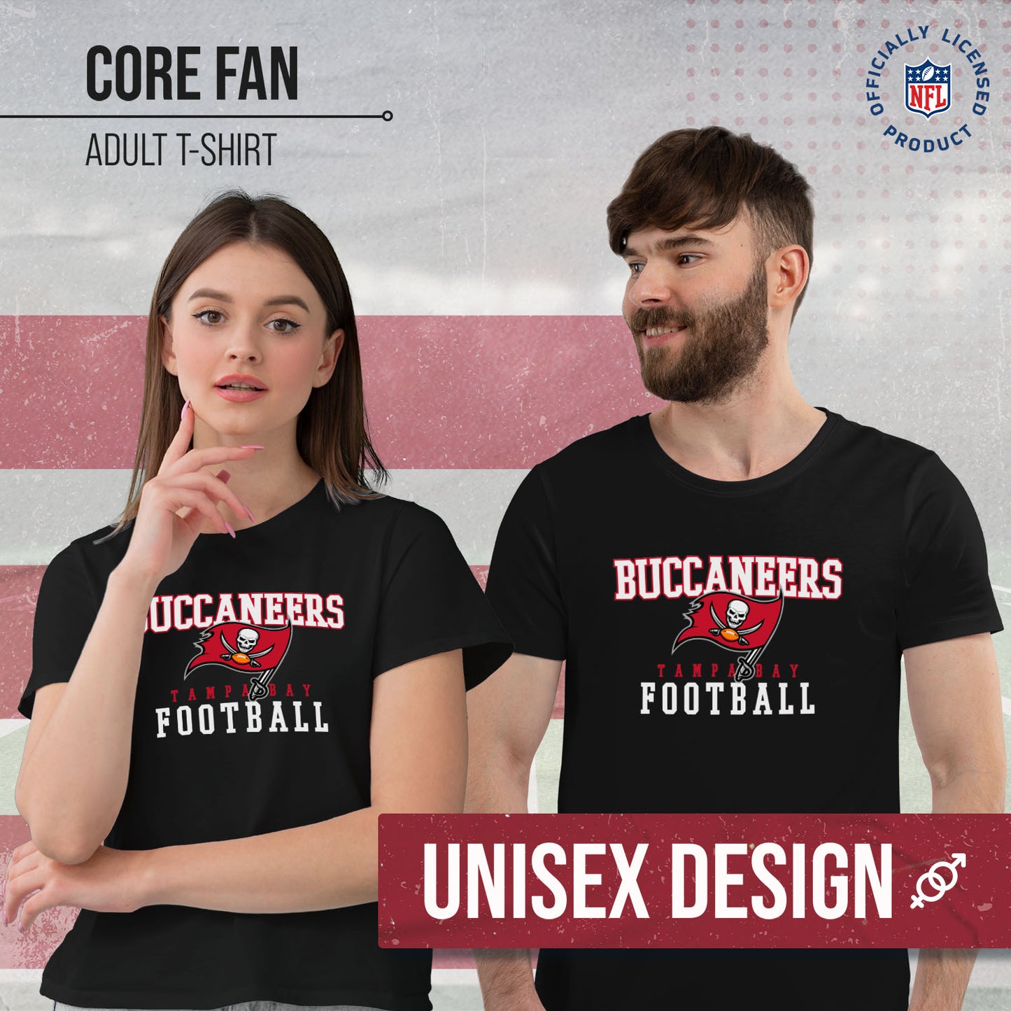 Tampa Bay Buccaneers NFL Core Fan Adult Pro Football T-Shirt - Black
