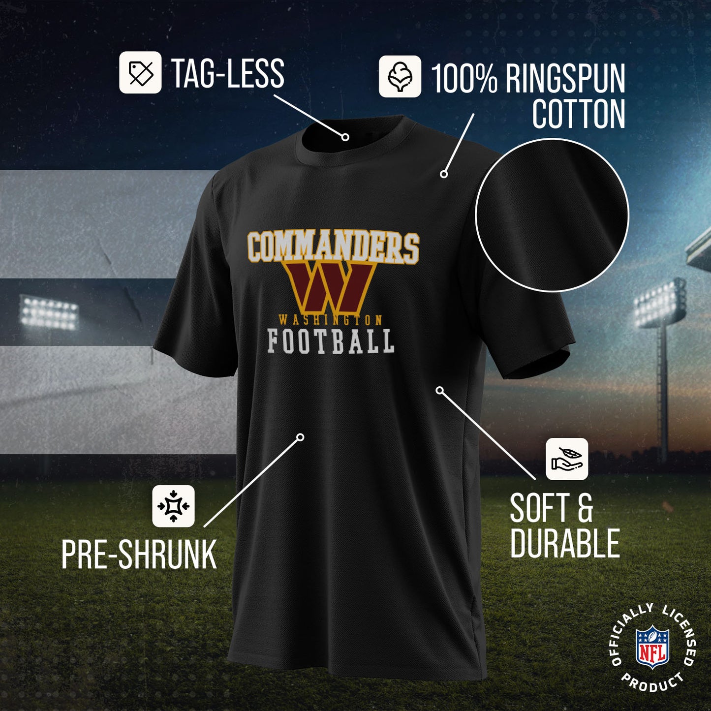 Washington Commanders NFL Core Fan Adult Pro Football T-Shirt - Black
