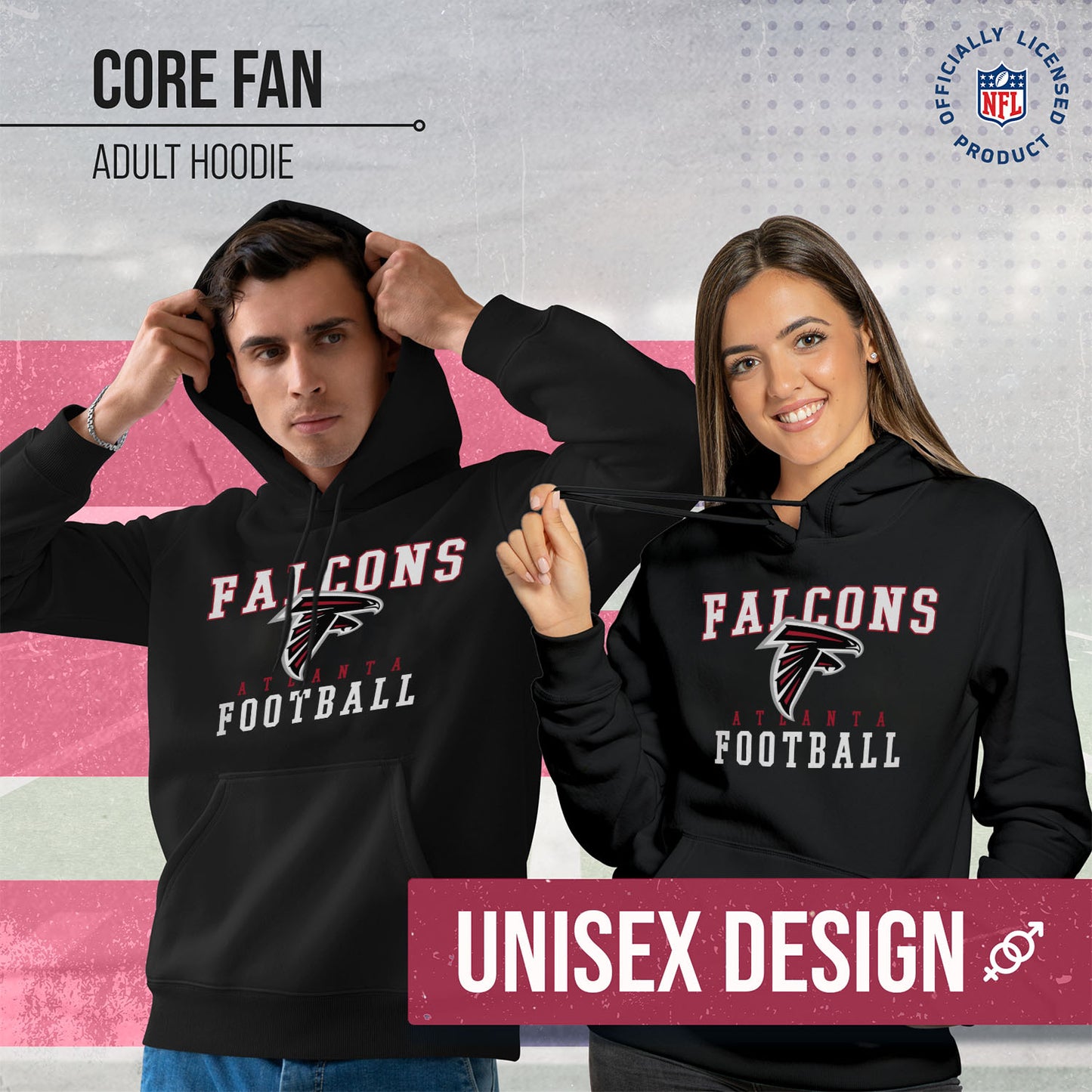 Atlanta Falcons NFL Core Fan Adult Hooded Sweatshirt - Black