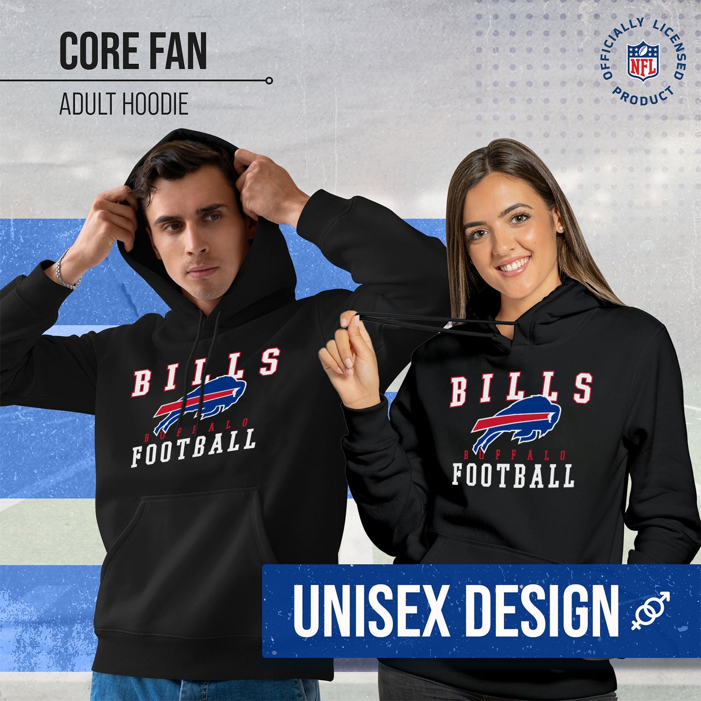 Buffalo Bills NFL Core Fan Adult Hooded Sweatshirt - Black