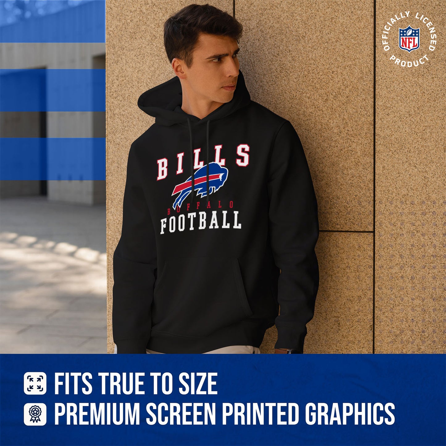 Buffalo Bills NFL Core Fan Adult Hooded Sweatshirt - Black
