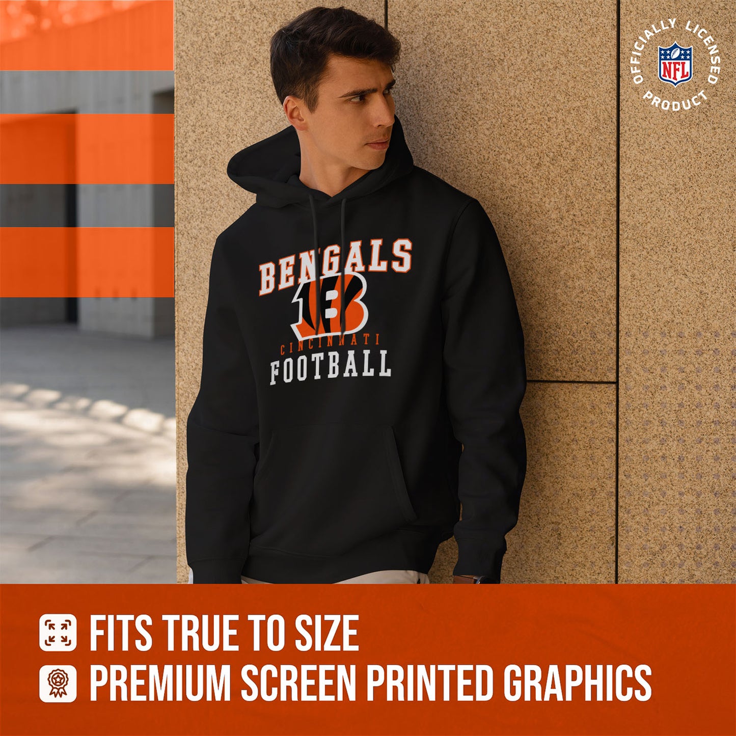 Cincinnati Bengals NFL Core Fan Adult Hooded Sweatshirt - Black