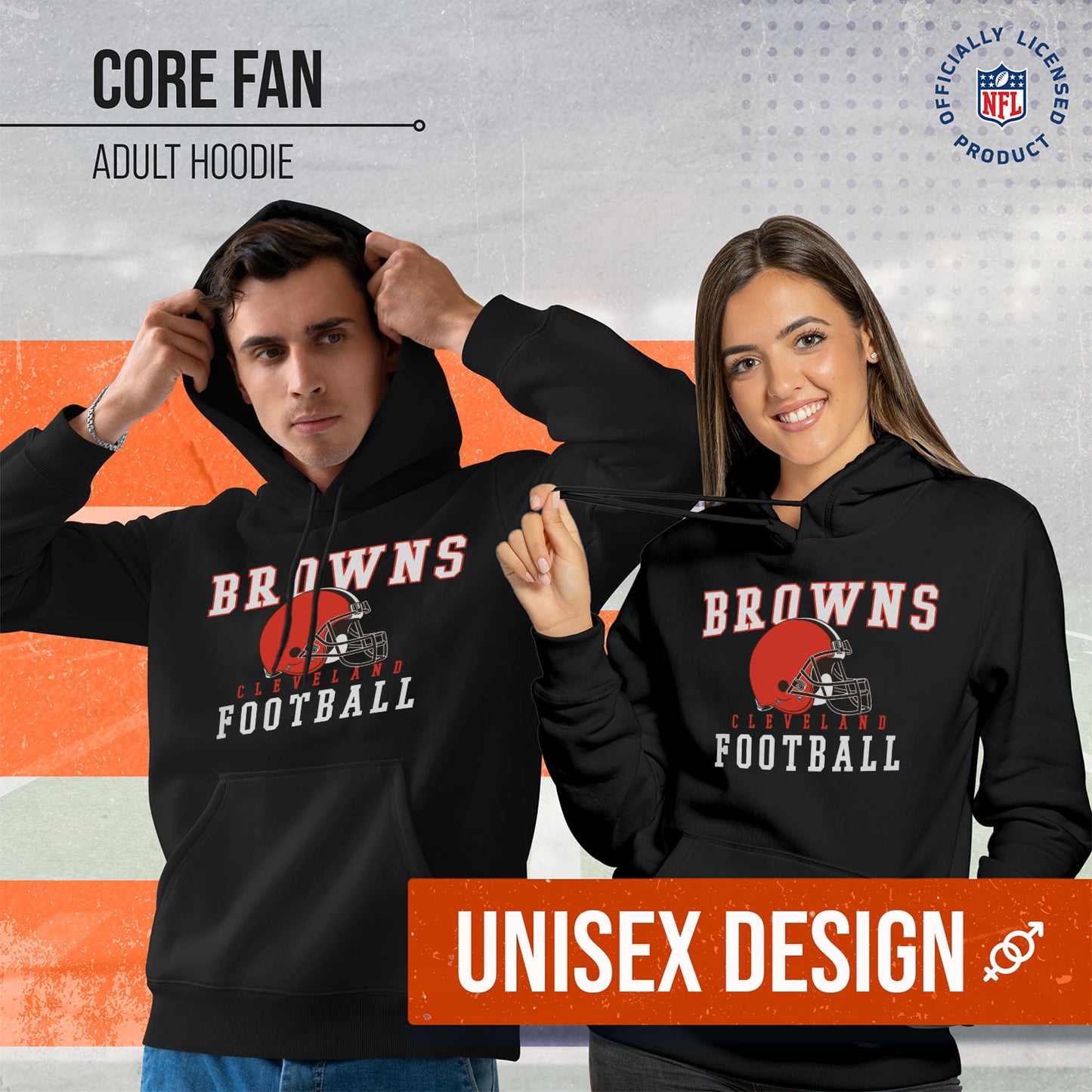 Cleveland Browns NFL Core Fan Adult Hooded Sweatshirt - Black