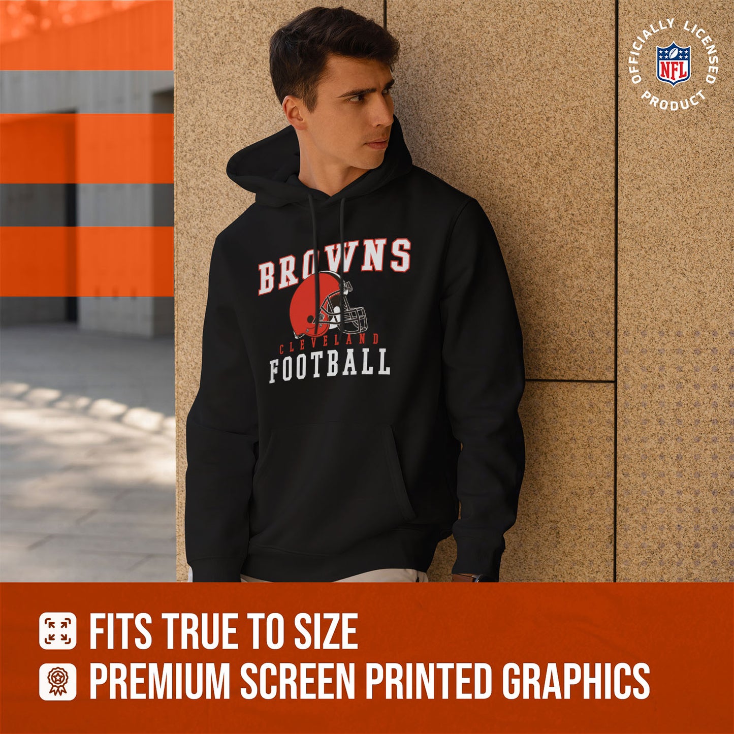 Cleveland Browns NFL Core Fan Adult Hooded Sweatshirt - Black
