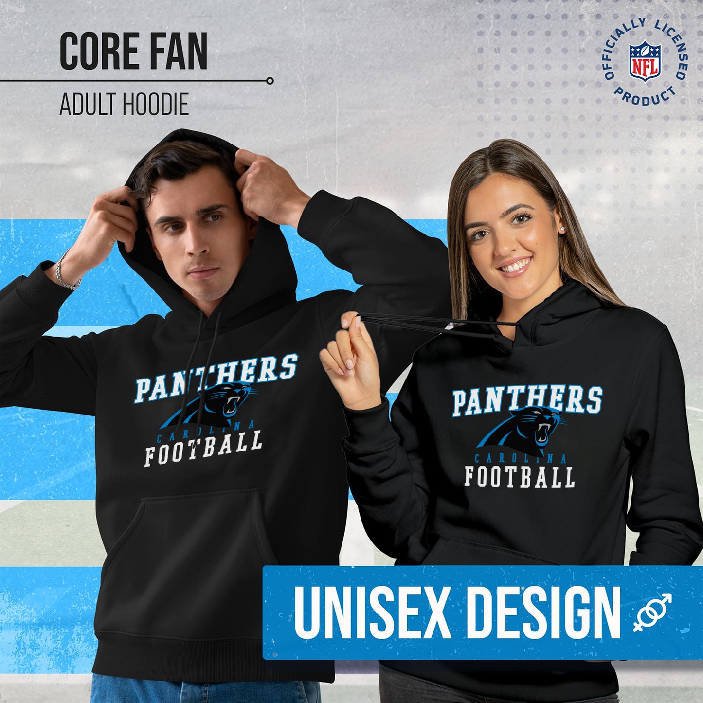 Carolina Panthers NFL Core Fan Adult Hooded Sweatshirt - Black