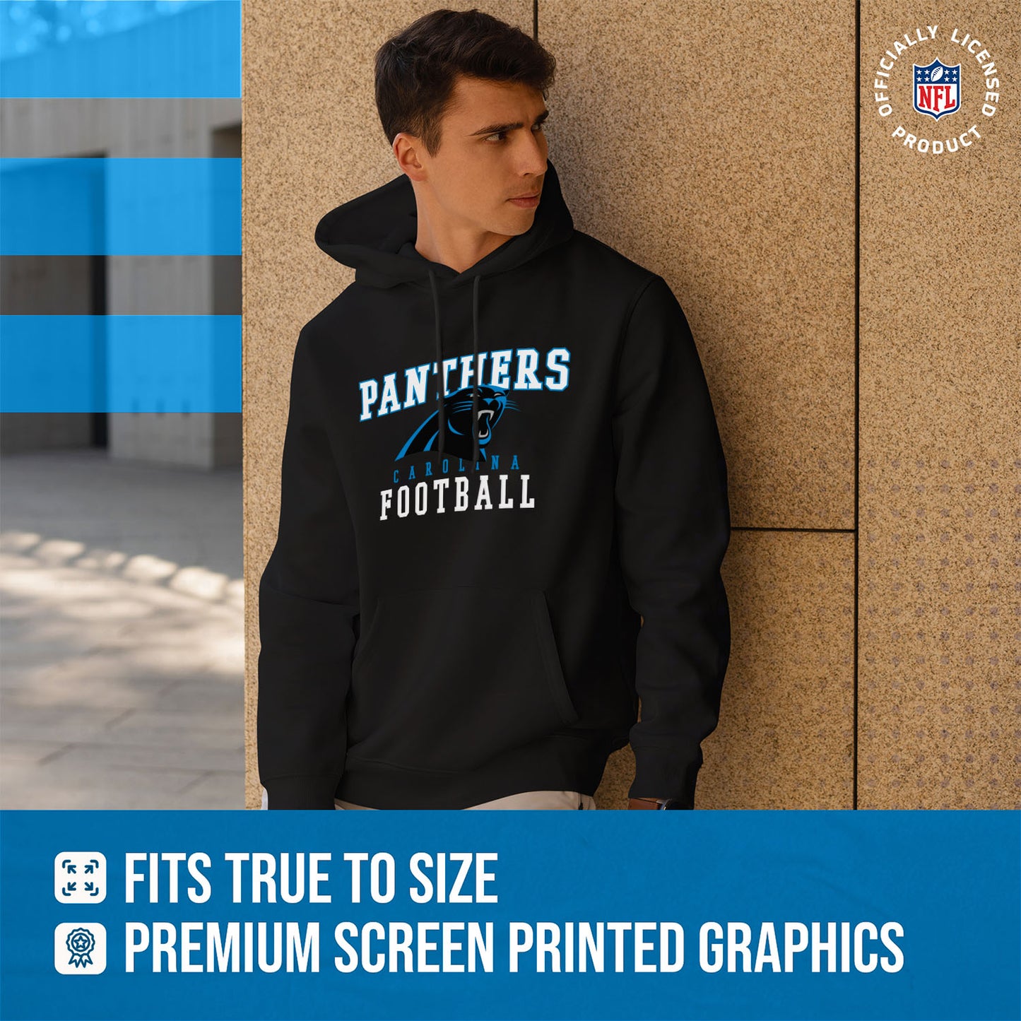 Carolina Panthers NFL Core Fan Adult Hooded Sweatshirt - Black