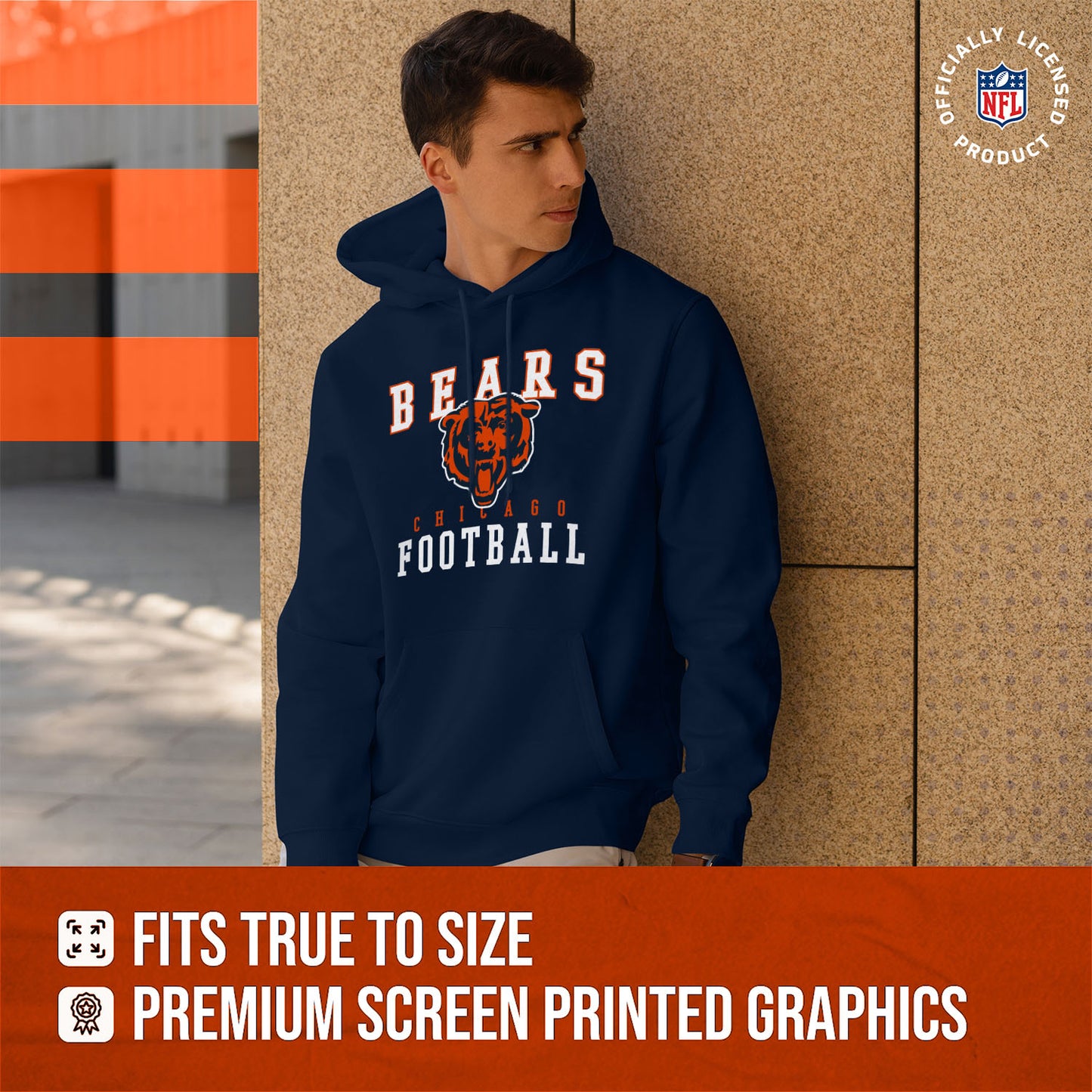 Chicago Bears NFL Core Fan Adult Hooded Sweatshirt - Navy