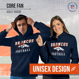Denver Broncos NFL Core Fan Adult Hooded Sweatshirt - Navy