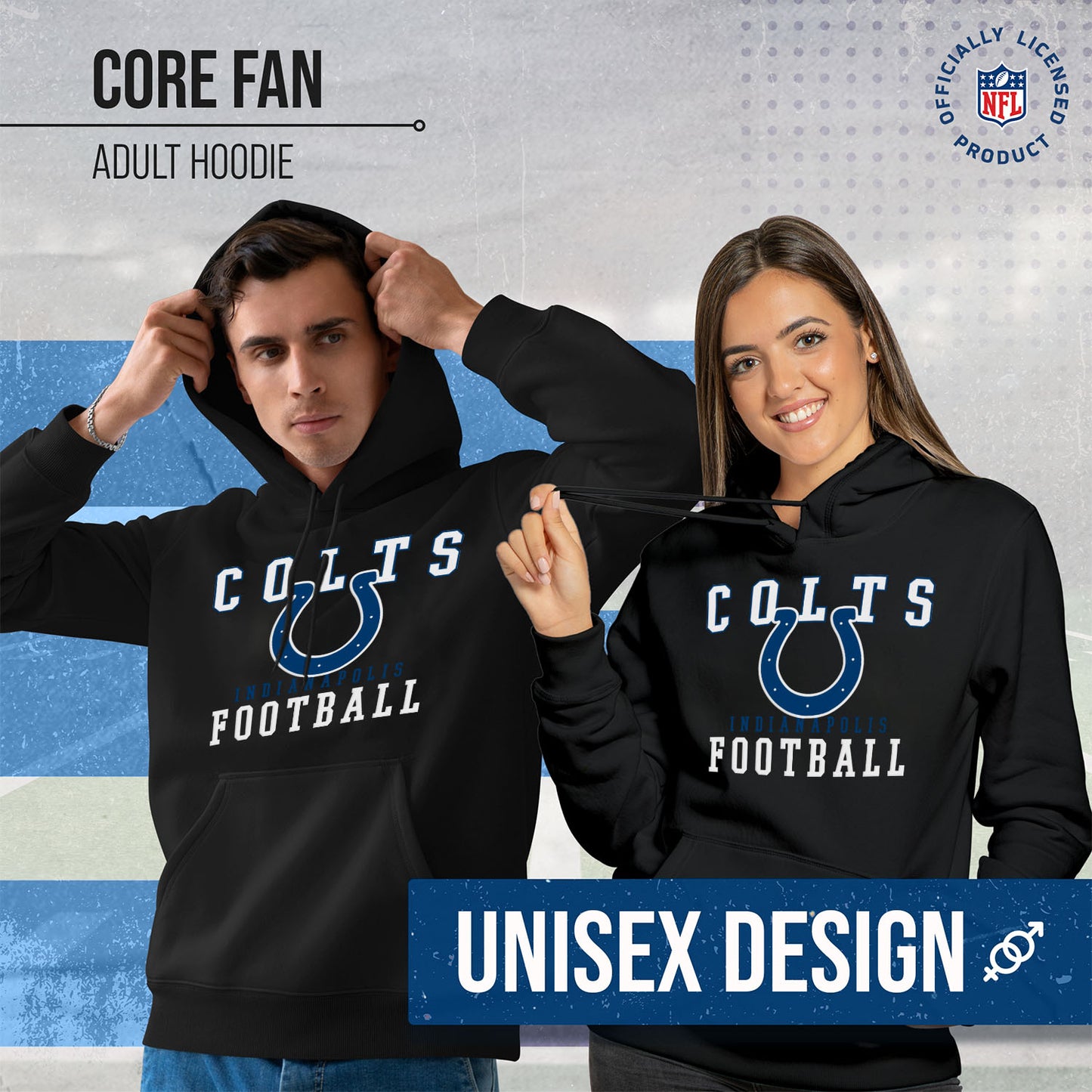 Indianapolis Colts NFL Core Fan Adult Hooded Sweatshirt - Black