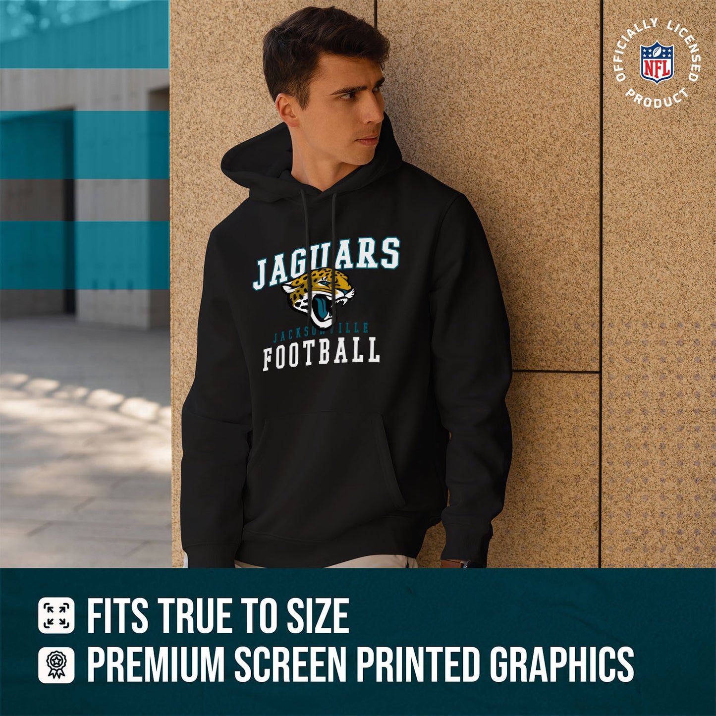 Jacksonville Jaguars NFL Core Fan Adult Hooded Sweatshirt - Black
