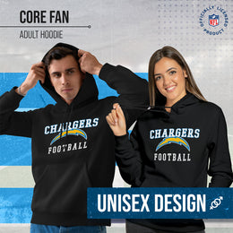 Los Angeles Chargers NFL Core Fan Adult Hooded Sweatshirt - Black