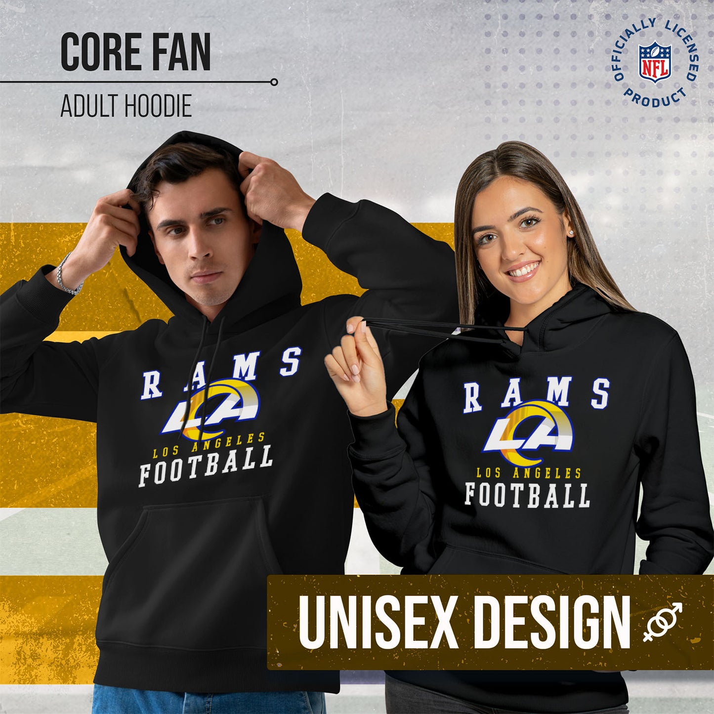 Los Angeles Rams NFL Core Fan Adult Hooded Sweatshirt - Black