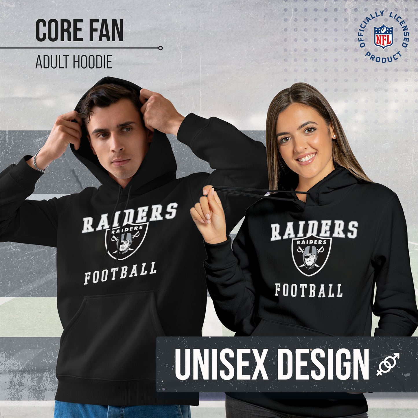 Las Vegas Raiders NFL Core Fan Adult Hooded Sweatshirt - Black