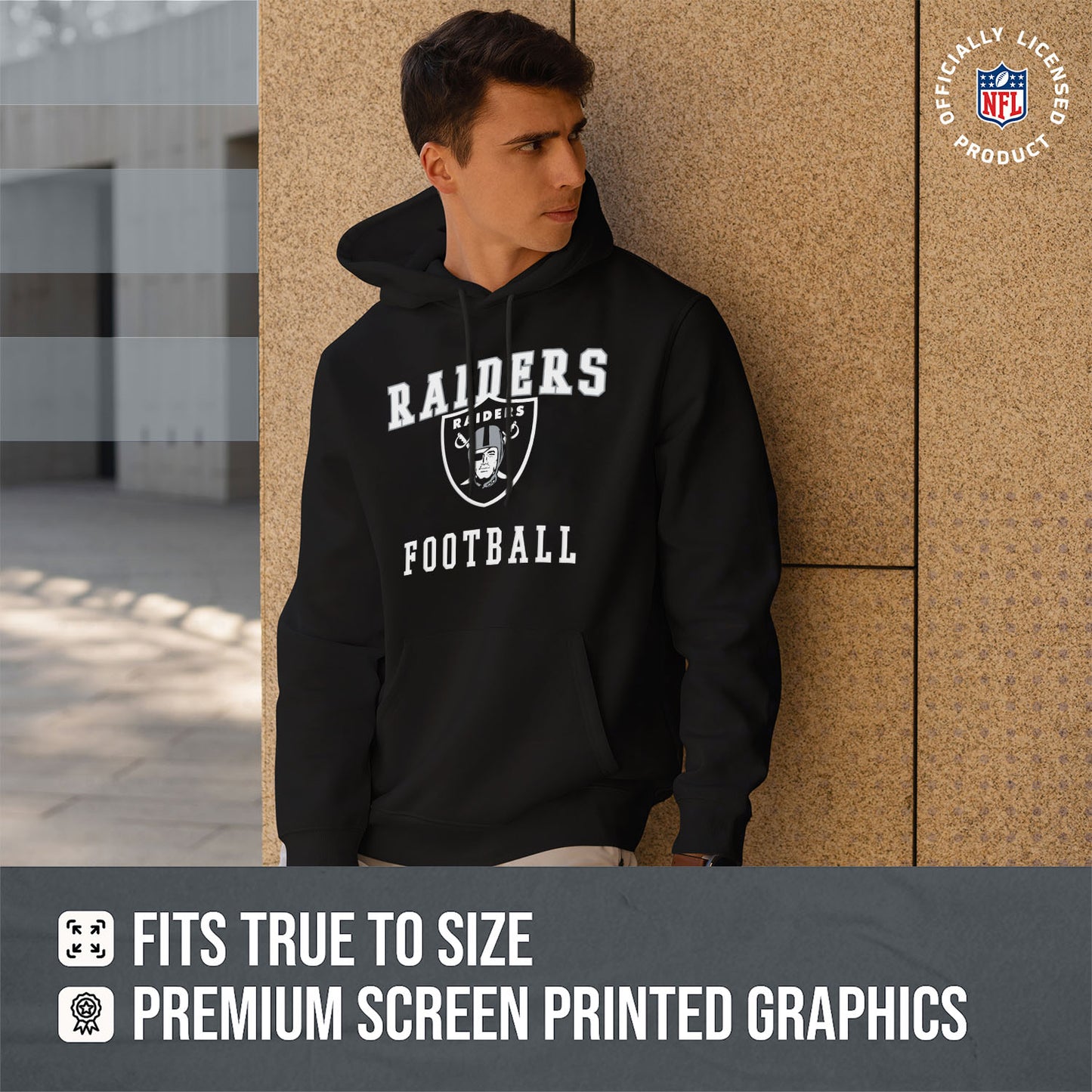 Las Vegas Raiders NFL Core Fan Adult Hooded Sweatshirt - Black