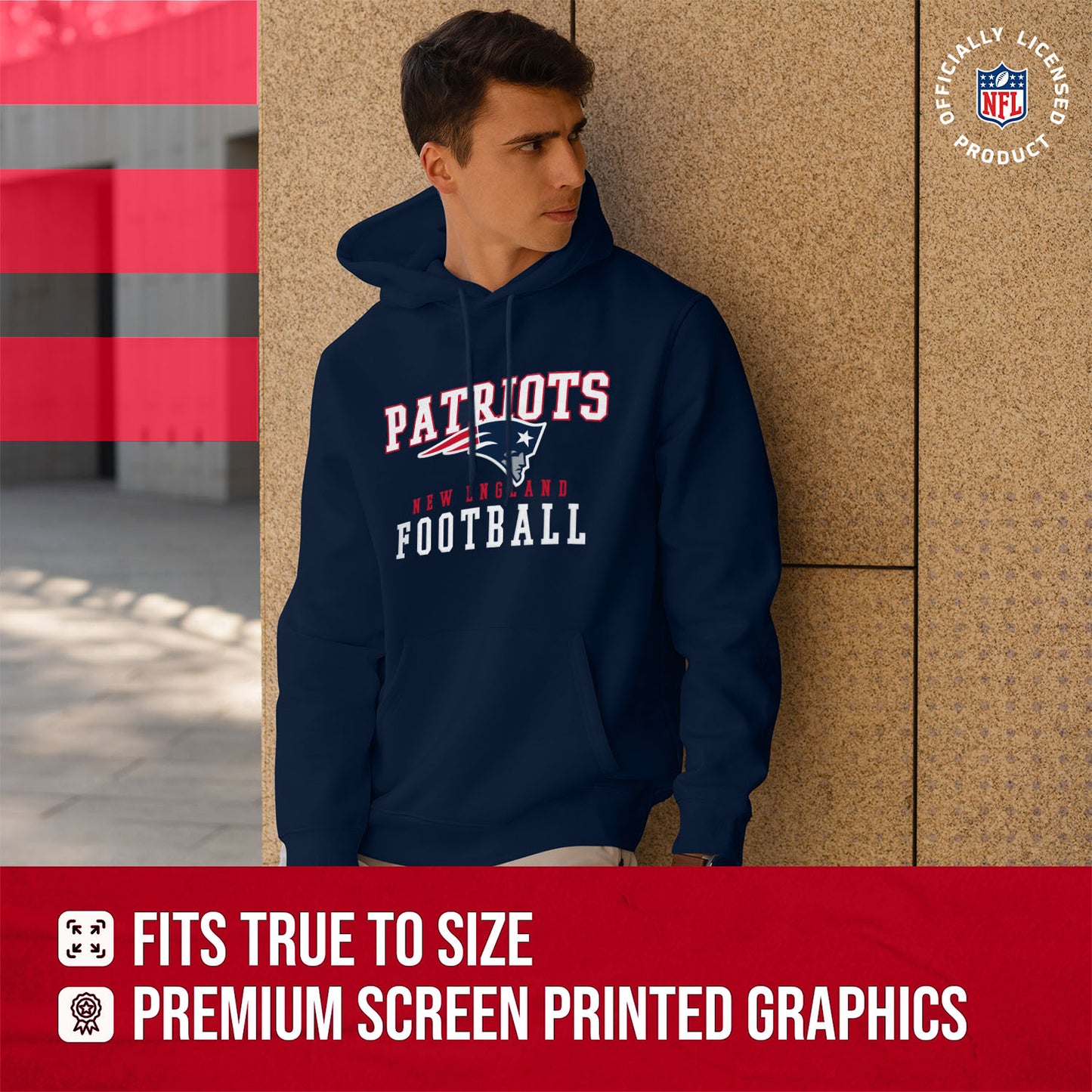 New England Patriots NFL Core Fan Adult Hooded Sweatshirt - Navy