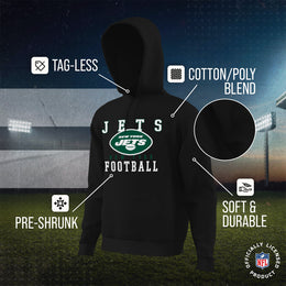 New York Jets NFL Core Fan Adult Hooded Sweatshirt - Black