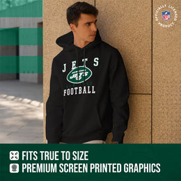 New York Jets NFL Core Fan Adult Hooded Sweatshirt - Black