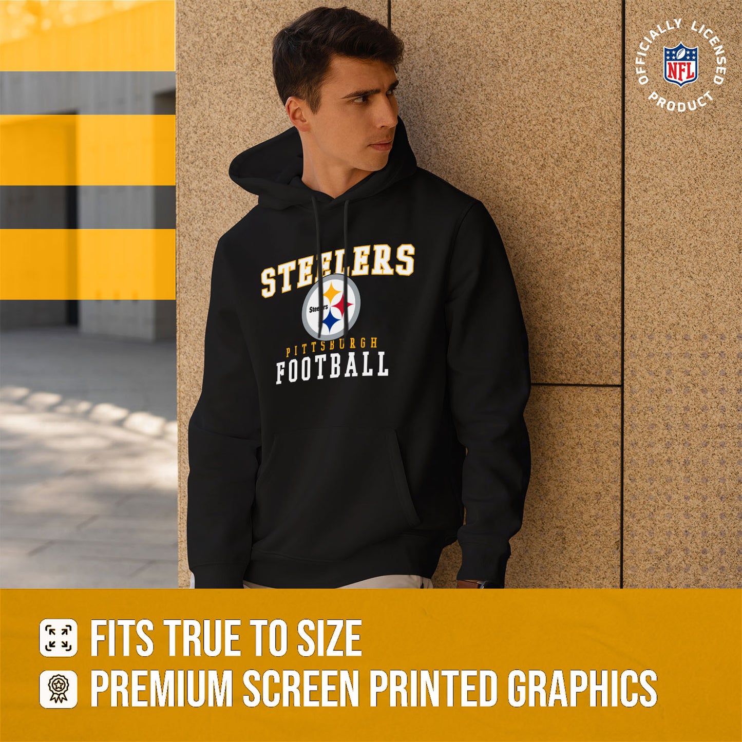Pittsburgh Steelers NFL Core Fan Adult Hooded Sweatshirt - Black