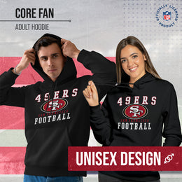 San Francisco 49ers NFL Core Fan Adult Hooded Sweatshirt - Black